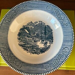 Currier & Ives Blue and White Small Bowls Set